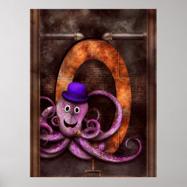Steampunk - Alphabet - O is voor Octopus Poster