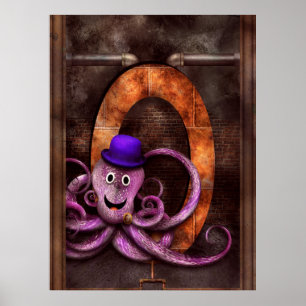 Steampunk - Alphabet - O is voor Octopus Poster