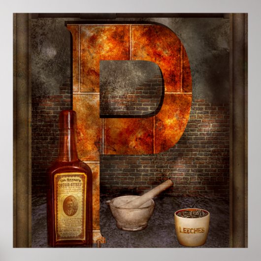 Steampunk - Alphabet - P is bestemd voor de farmac Poster (Voorkant)