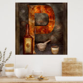 Steampunk - Alphabet - P is bestemd voor de farmac Poster (Keuken)