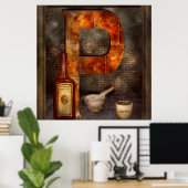 Steampunk - Alphabet - P is bestemd voor de farmac Poster (Thuiskantoor)
