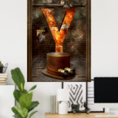 Steampunk - Alphabet - Y is voor Gele Goggles Poster (Thuiskantoor)