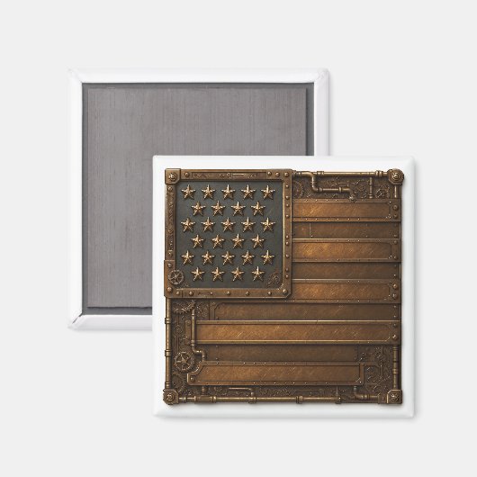 Steampunk American Flag. Magneet (Voorkant / Achterkant)