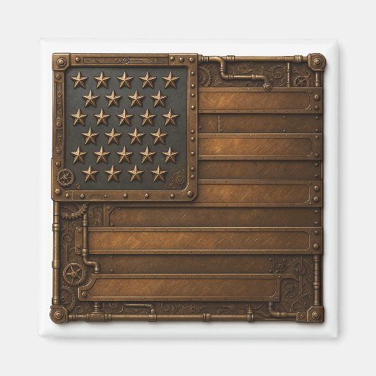 Steampunk American Flag. Magneet (Voorkant)