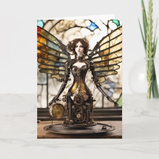 Steampunk Angel Gemengde Media Blank Binnen Kaart (Voorkant)