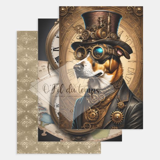 Steampunk Animal Collection - Dog Inpakpapier Vel