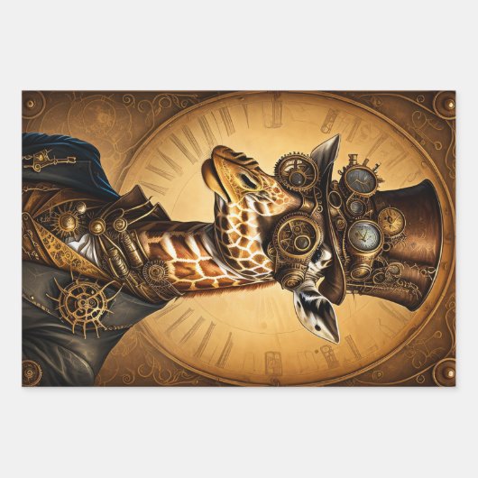 Steampunk Animal Collection - Giraffe Decoupage Inpakpapier Vel (Voorkant)