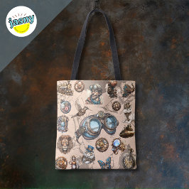 Steampunk Animal Goggles thema bruin blauwe accent Tote Bag