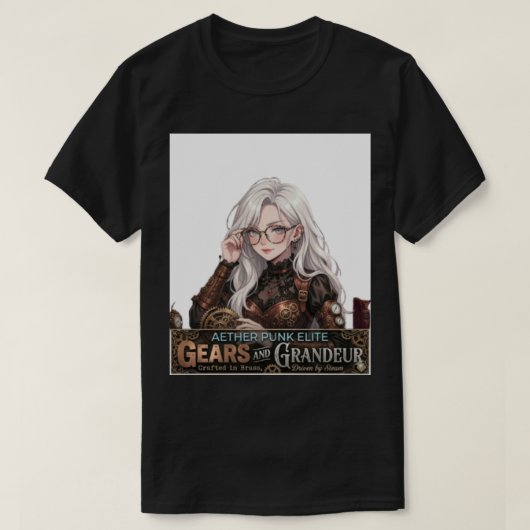 Steampunk Anime Meisje Streetwear - Aether Punk El T-shirt (Design voorkant)