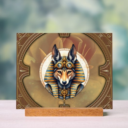 Steampunk Anubis Fox Portrait Acryl Bord (Neutraal)