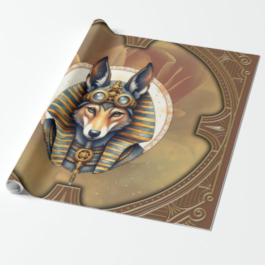 Steampunk Anubis Fox Portrait Cadeaupapier (Uitgerold)
