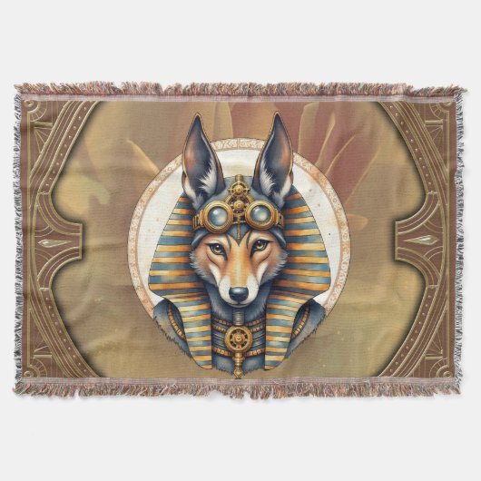 Steampunk Anubis Fox Portrait Deken (Voorkant)