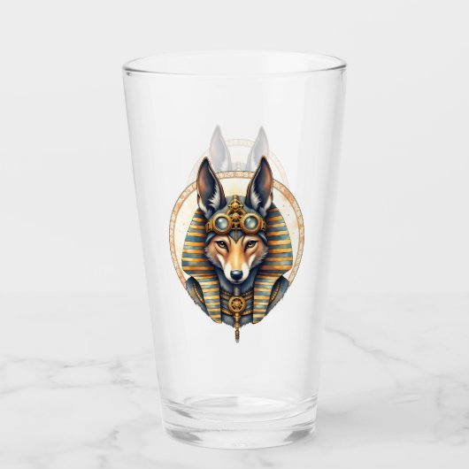 Steampunk Anubis Fox Portrait Glas (Voorkant)