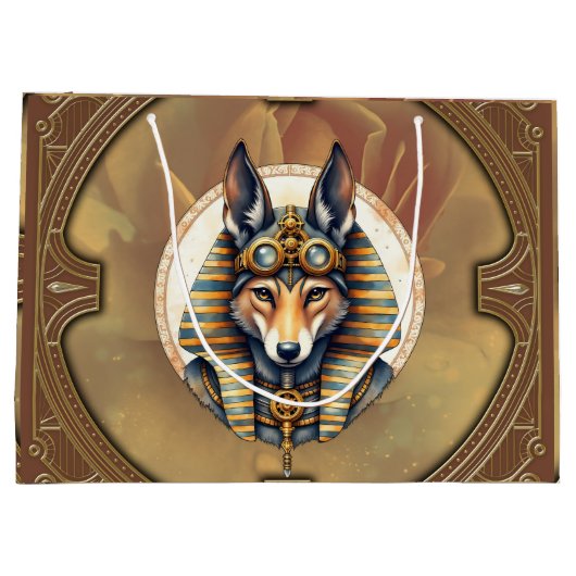 Steampunk Anubis Fox Portrait Groot Cadeauzakje (Achterkant)