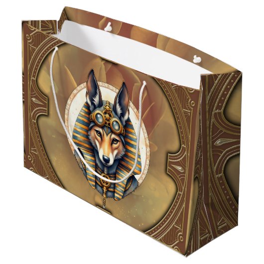 Steampunk Anubis Fox Portrait Groot Cadeauzakje (Achterkant Gekanteld)