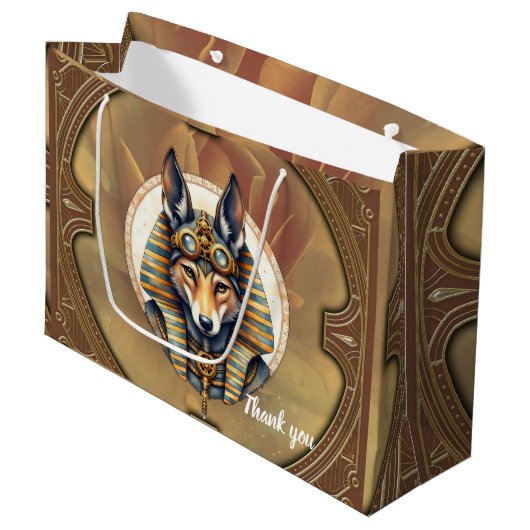 Steampunk Anubis Fox Portrait Groot Cadeauzakje (Voorkant Gekanteld)