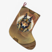 Steampunk Anubis Fox Portrait Grote Kerstsok (Voorkant (Hangend))