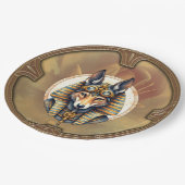 Steampunk Anubis Fox Portrait Papieren Bordje (Gekanteld)