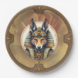 Steampunk Anubis Fox Portrait Papieren Bordje