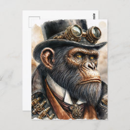 Steampunk Ape Waterverf Art Briefkaart