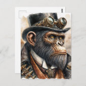 Steampunk Ape Waterverf Art Briefkaart (Voorkant / Achterkant)