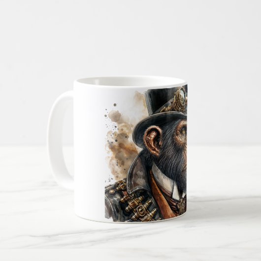 Steampunk Ape Waterverf Art Koffiemok (Voorkant links)
