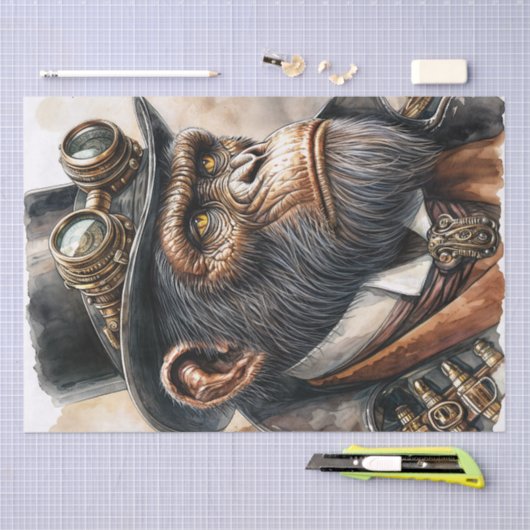 Steampunk Ape Waterverf Art Tissuepapier (Craft)