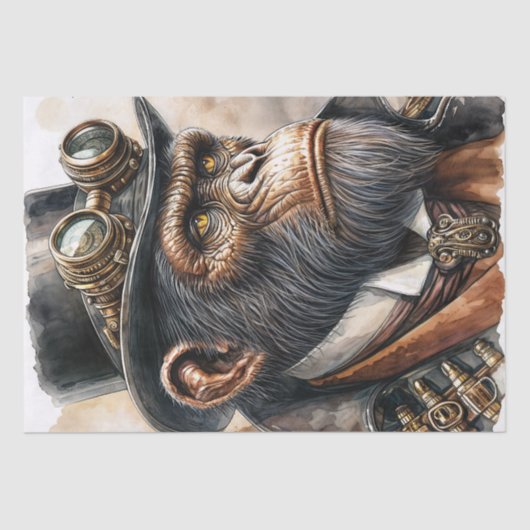 Steampunk Ape Waterverf Art Tissuepapier (Voorkant)