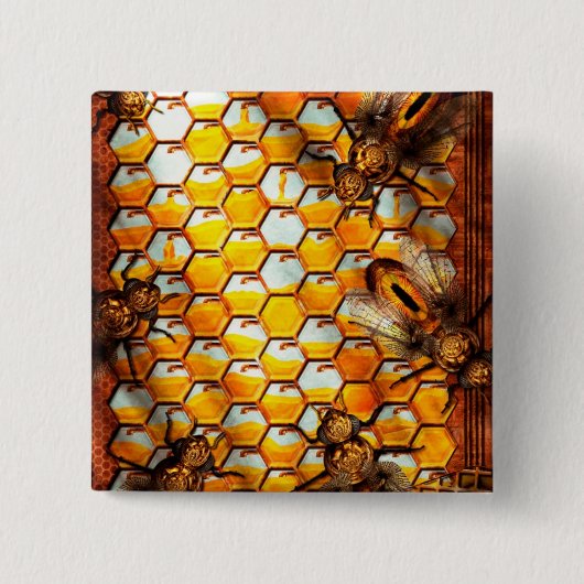 Steampunk - Apiary - De korf Vierkante Button 5,1 Cm (Voorkant)