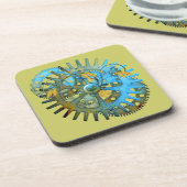 Steampunk Aqua Gear Collage Onderzetters (Linkerzijde)