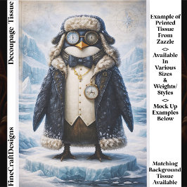 Steampunk Arctische Onderzoeker Pinguïn FG3 Découp Tissuepapier