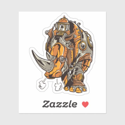 Steampunk Armor RHINO Mechanical Geek Chic Sticker (Vel)