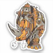 Steampunk Armor RHINO Mechanical Geek Chic Sticker (Voorkant)