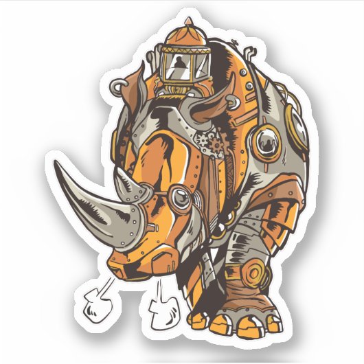 Steampunk Armor RHINO Mechanical Geek Chic Sticker (Voorkant)
