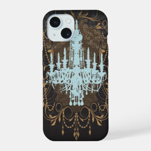 steampunk art deco vintage kroonluchter iPhone 15 case