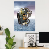 Steampunk-Art Dragon Storybook Poster (Thuiskantoor)