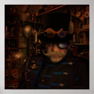 Steampunk Art - Fantasy Inventor Kapitein Sean Poster
