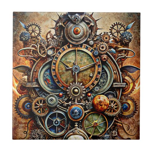 Steampunk Art Keramische Tegel Tegeltje (Voorkant)