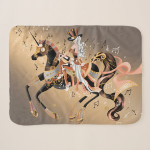 Steampunk Art Lady op Mechanisch Paard Sherpa Deken