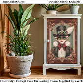 Steampunk / Art Nouveau Vrouw, Gouden CM8 Decoupag Tissuepapier