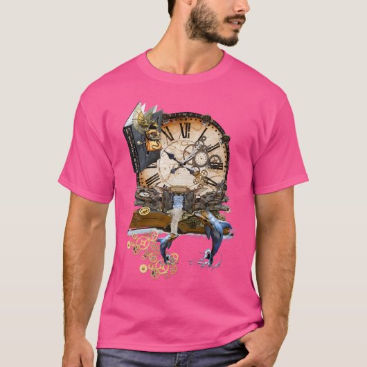 Steampunk Art Ocean Library T-shirt (Voorkant)