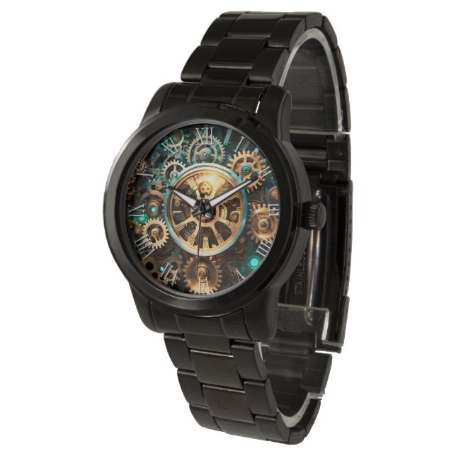 Steampunk Art tandwielen & tandwielen mannen Horloge (Gekanteld)