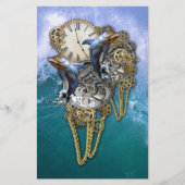 Steampunk-Art Time-Peace-beeld Briefpapier (Voorkant)