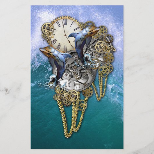 Steampunk-Art Time-Peace-beeld Briefpapier (Voorkant)