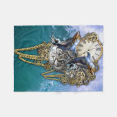 Steampunk-Art Time-Peace-beeld Fleece Deken (Voorkant (Horizontaal))