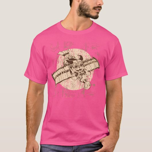Steampunk Art Vliegtuig Hond Mechanische Fantasy S T-shirt (Voorkant)