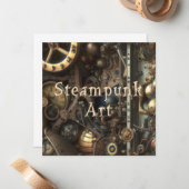 Steampunk Art Wenskaart Notitiekaartje (Voorkant / Achterkant in situ)