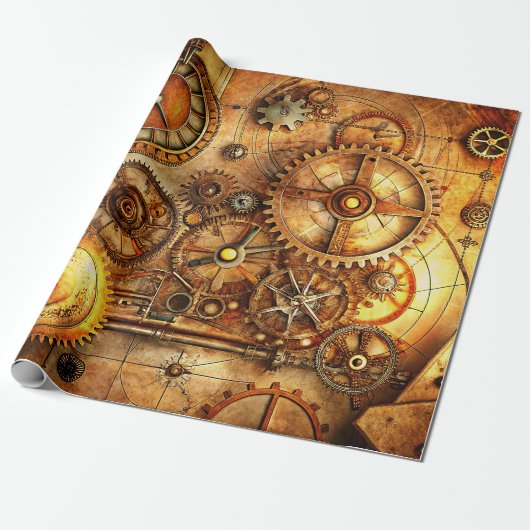 Steampunk Art Wrapping Paper Cadeaupapier (Uitgerold)