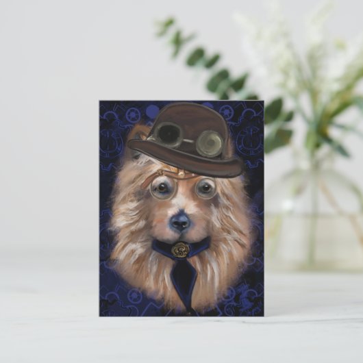 STEAMPUNK AUSTRALIAN TERRIER BRIEFKAART (Staand voorkant)