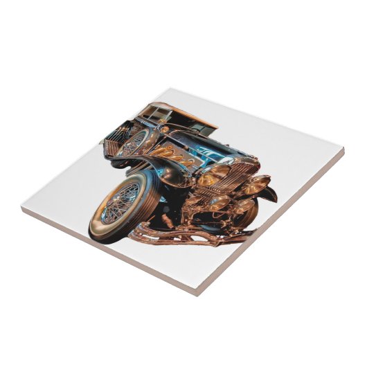 Steampunk-auto Tegeltje (Zijkant)